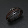 Wholesale Men's Retro Geometric Alloy Leather Woven Handmade Bracelet With Magnet Buckle