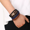 Wholesale Men's Retro Geometric Artificial Leather Handwoven Bracelet With Alloy Cross Accessories
