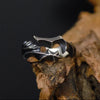 Wholesale Men's Retro Opening Irregular Geometric Stripe Wings Ring In Agate Punk Style