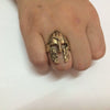 Wholesale Men's Retro Opening Irregular Geometric Stripe Wings Ring In Agate Punk Style