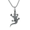 Wholesale Men's Retro Punk Crocodile Pendant Necklace Alloy Titanium Steel Electroplated Animal Pattern Square Pearl Chain