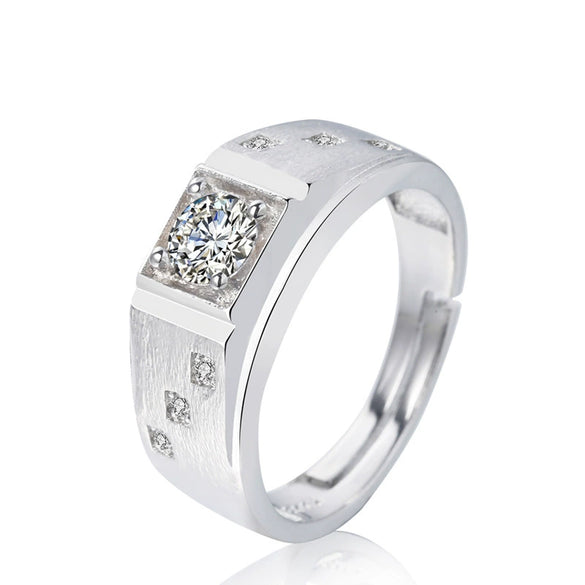 Wholesale Men's S925 Sterling Silver Geometric Ring With Electroplating Adjustable
