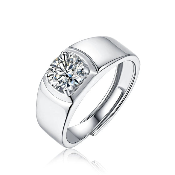 Wholesale Men's 925 Silver Geometric Moissanite Inlay Ring