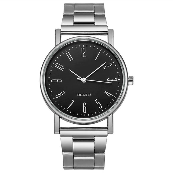 Wholesale Men's Simple Casual Quartz Watch With Stainless Steel Band And Round Dial Made Of Plastic Case And Alloy Buckle