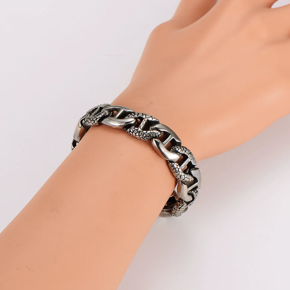 Wholesale Men's Simple Geometric Pattern Electroplated Stainless Steel Bracelet