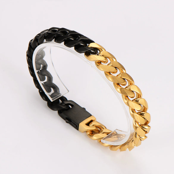 Wholesale Men's Simple Geometric Stainless Steel Electroplated Cuban Chain Bracelet