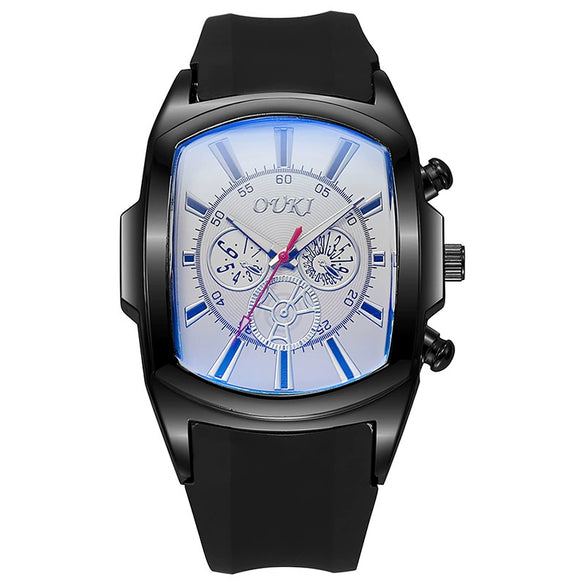 Wholesale Men's Sport Style Barrelshaped Alloy Case Rubber Strap Quartz Watch