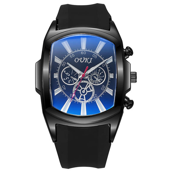 Wholesale Men's Sport Style Barrelshaped Alloy Case Rubber Strap Quartz Watch