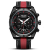 Wholesale Men's Sports Multifunction Chronograph Waterproof Luminous Quartz Watch Alloy Case Leather Strap Round Dial