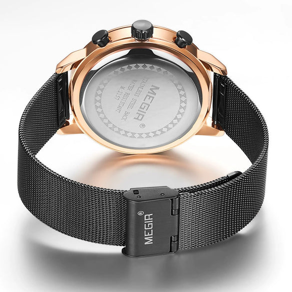 Wholesale Men's Sports Quartz Watch Alloy Case Genuine Leather Strap Round Dial