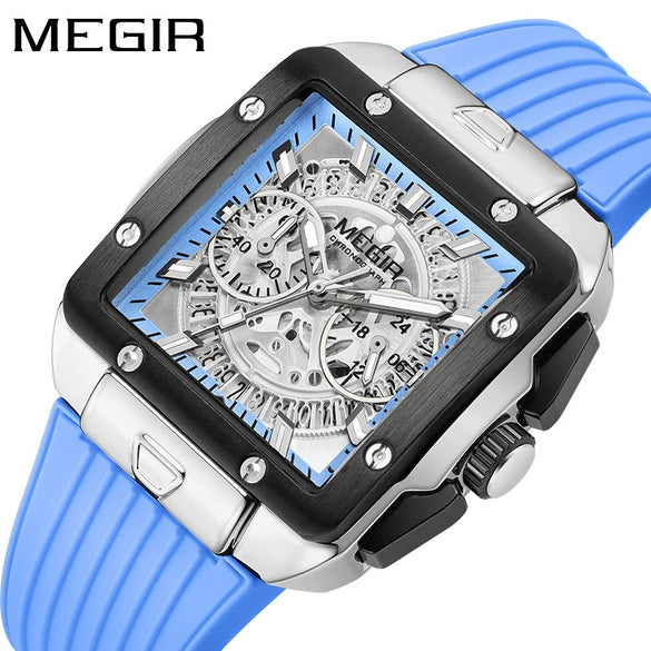 Wholesale Men's Sports Square Alloy Case Silicone Strap Quartz Watch
