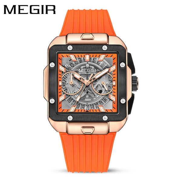Wholesale Men's Sports Square Alloy Case Silicone Strap Quartz Watch