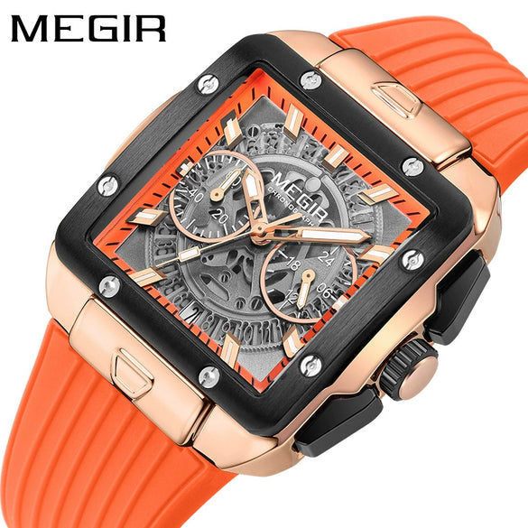 Wholesale Men's Sports Square Alloy Case Silicone Strap Quartz Watch