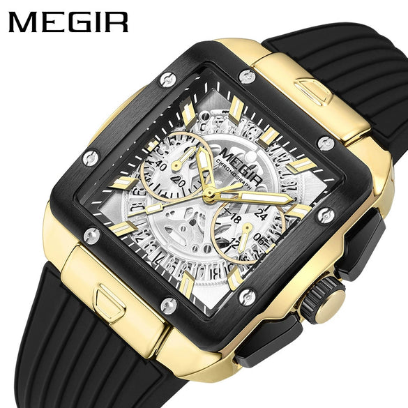 Wholesale Men's Sports Square Alloy Case Silicone Strap Quartz Watch