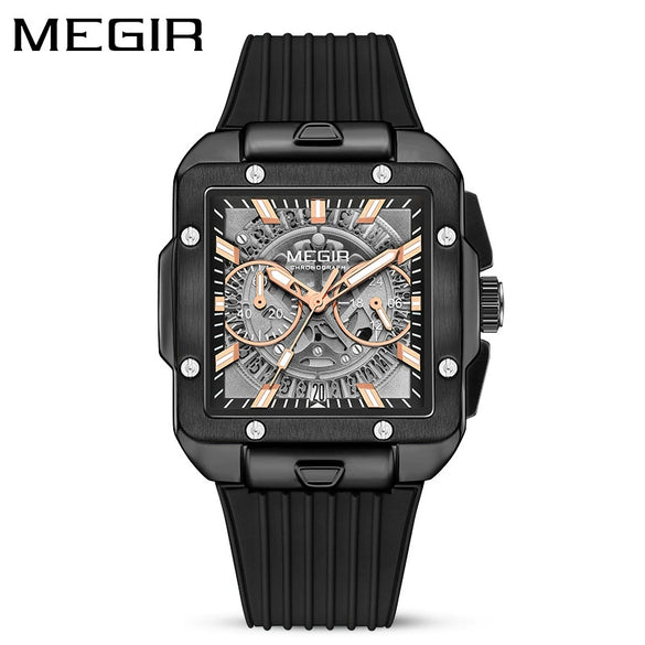 Wholesale Men's Sports Square Alloy Case Silicone Strap Quartz Watch