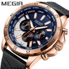 Wholesale Men's Sports Watch Alloy Case Genuine Leather Strap Round Dial Multi Function