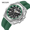 Wholesale Men's Sports Watch Mechanical Movement Stainless Steel Case Silicone Strap Waterproof Hollow Luminous