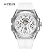 Wholesale Men's Sports Watch Mechanical Movement Stainless Steel Case Silicone Strap Waterproof Hollow Luminous