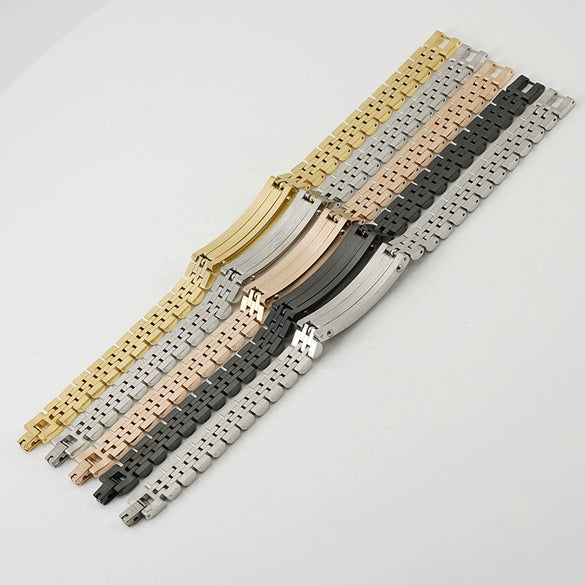 Wholesale Men's Stainless Steel And Titanium Steel Watch Chain Bracelet With Gold Inlaid And Geometric Style