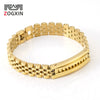 Wholesale Men's Stainless Steel And Titanium Steel Watch Chain Bracelet With Gold Inlaid And Geometric Style