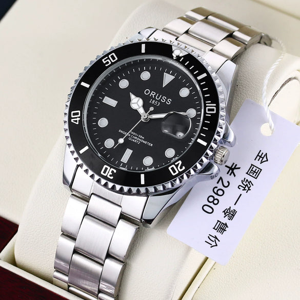 Wholesale Men's Stainless Steel Automatic Non Mechanical Fashion Business Luminous Waterproof Hollow Round Dial Watch