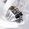 Wholesale Men's Stainless Steel Cross Ghost Head Skull Ring With Polishing Process