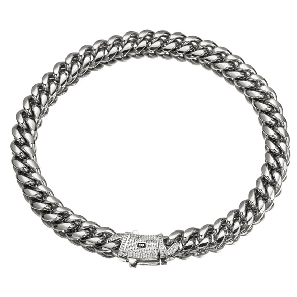 Wholesale Men's Stainless Steel Cuban Chain Necklace With Geometric Pattern Polished And Electroplated