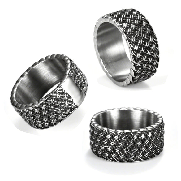 Wholesale Men's Stainless Steel Geometric Retro Ring With Polishing