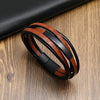 Wholesale Men's Stainless Steel Leather Rope Bracelet Retro Geometric Handmade
