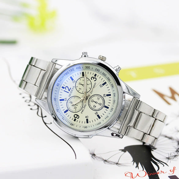 Wholesale Men's Stainless Steel Simple Quartz Watches With Round Dial And Single Folding Buckle Decorative And Leisure Style