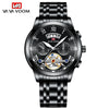 Wholesale Men's Stainless Steel Tourbillon Nonautomatic Mechanical Multifunction Leisure Round Dial Waterproof Watch