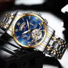 Wholesale Men's Stainless Steel Tourbillon Nonautomatic Mechanical Multifunction Leisure Round Dial Waterproof Watch