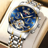 Wholesale Men's Stainless Steel Tourbillon Nonautomatic Mechanical Multifunction Leisure Round Dial Waterproof Watch