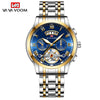 Wholesale Men's Stainless Steel Tourbillon Nonautomatic Mechanical Multifunction Leisure Round Dial Waterproof Watch