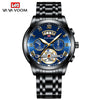Wholesale Men's Stainless Steel Tourbillon Nonautomatic Mechanical Multifunction Leisure Round Dial Waterproof Watch