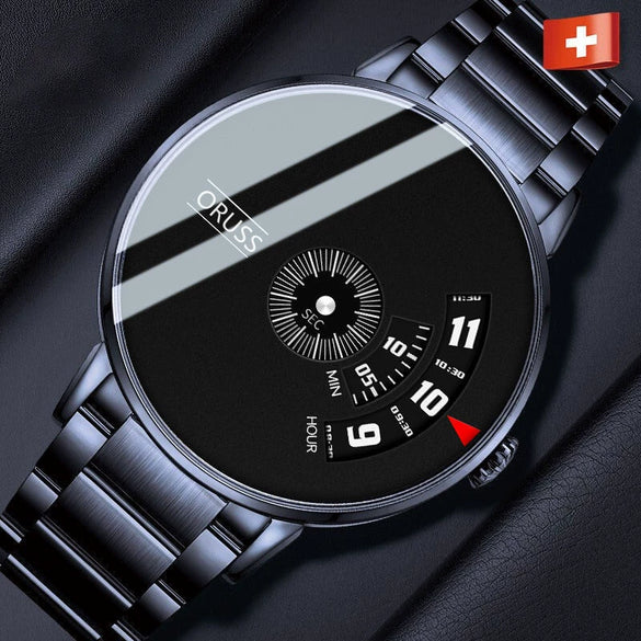 Wholesale Men's Steel Mirror Automatic Quartz Watch Leisure Style Round Dial Stainless Steel Clasp Mineral Strengthened Glass Mirror