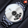 Wholesale Men's Steel Mirror Automatic Quartz Watch Leisure Style Round Dial Stainless Steel Clasp Mineral Strengthened Glass Mirror