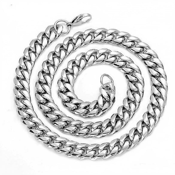 Wholesale Men's Titanium Steel And Stainless Steel Cuban Necklace With Round Mill Chain And Geometric Pattern Encryption Jewelry