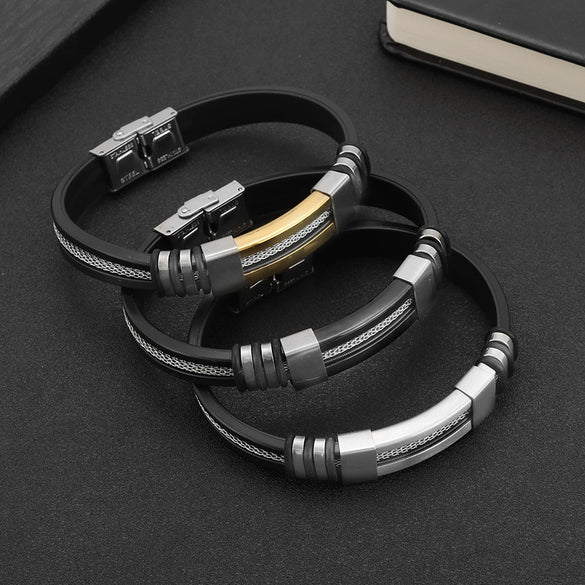 Wholesale Men's Titanium Steel Geometric Bracelet With Electroplating