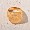 Wholesale Men's Titanium Steel Goldplated Vintage Animal Zodiac Eagle Ring