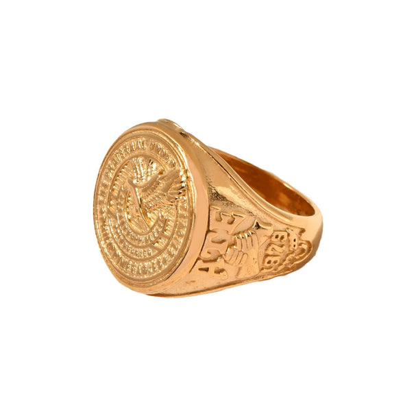 Wholesale Men's Titanium Steel Goldplated Vintage Animal Zodiac Eagle Ring