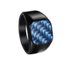 Wholesale Men's Titanium Steel Ring With Geometric Pattern And Carbon Fiber Inlay And Electroplating Processing