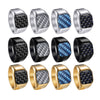 Wholesale Men's Titanium Steel Ring With Geometric Pattern And Carbon Fiber Inlay And Electroplating Processing