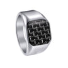 Wholesale Men's Titanium Steel Ring With Geometric Pattern And Carbon Fiber Inlay And Electroplating Processing
