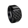 Wholesale Men's Titanium Steel Ring With Geometric Pattern And Carbon Fiber Inlay And Electroplating Processing