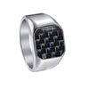 Wholesale Men's Titanium Steel Ring With Geometric Pattern And Carbon Fiber Inlay And Electroplating Processing