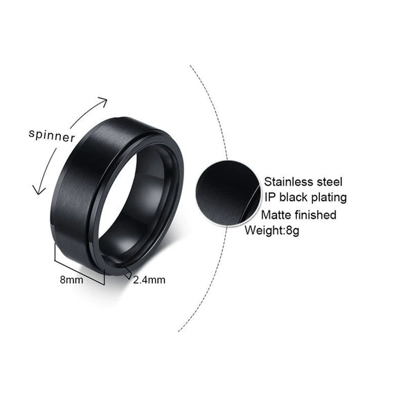 Wholesale Men's Titanium Steel Rotary Decompression Ring With Geometric Pattern And Electroplating Treatment