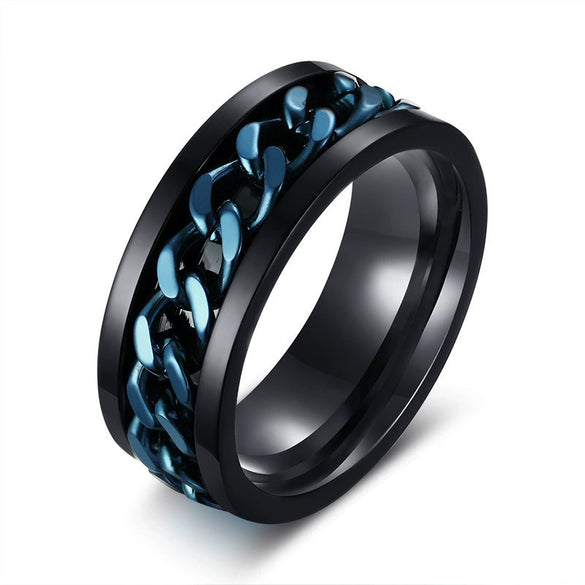 Wholesale Men's Titanium Steel Rotating Decompression Index Finger Ring Geometric Minimalist Electroplated Jewelry