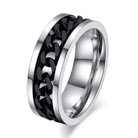 Wholesale Men's Titanium Steel Rotating Decompression Index Finger Ring Geometric Minimalist Electroplated Jewelry