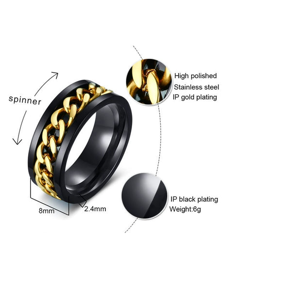 Wholesale Men's Titanium Steel Rotating Decompression Index Finger Ring Geometric Minimalist Electroplated Jewelry